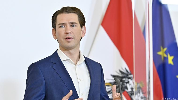 Bundeskanzler Kurz mit Appell an Bevölkerung.