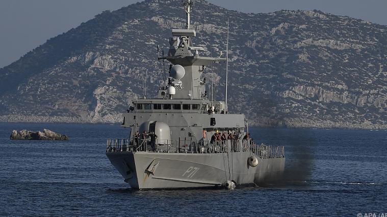 Griechisches Marineschiff auf Patrouille.