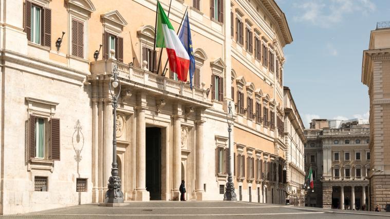 Der Palazzo Montecitorio in Rom, Sitz der Abgeordnetenkammer.