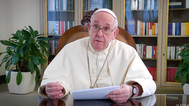 Der Papst während seiner Videobotschaft.