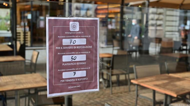 Strenge Regeln für die Gastronomie in Italien.