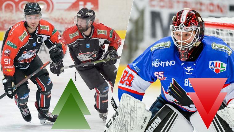 Kalterns Traumduo Michael Felderer und Teemu Virtala (im linken Bild), Fassas Pechvogel Arvid Ljung (rechts).
