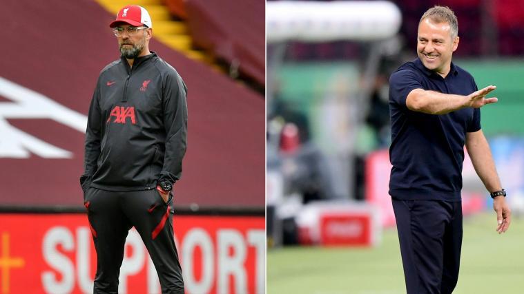 Hansi Flick (rechts) musste sich bei der Wahl zum Welttrainer des Jahres Jürgen Klopp (links) geschlagen geben.