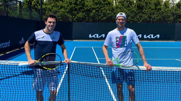 Tennisspielen ist zurzeit eine Seltenheit: Seppi (rechts) hier mit seinem Trainingspartner Marco Cecchinato.