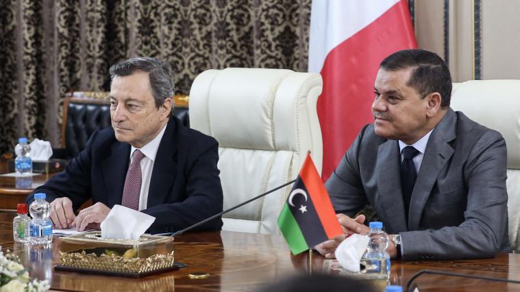 Der italienische Premier Mario Draghi traf seinen libyschen Amtskollegen Abdulhamid Dbeibeh.