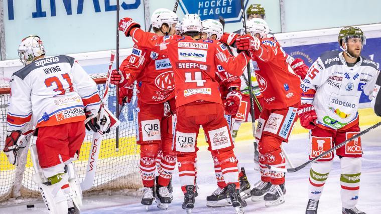 Die Bozner Irving und Youds drehen ab, der KAC jubelt: Das 4. Finalspiel ist Geschichte.
