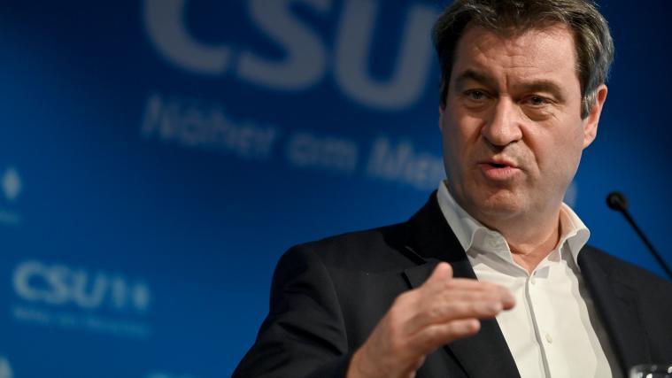 Markus Söder, CSU-Parteivorsitzender und Ministerpräsident von Bayern, bei der Pressekonferenz nach der virtuellen CSU-Präsidiumssitzung.