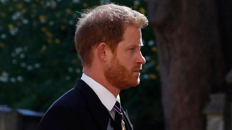 Prinz Harry bei der Beerdigung von Prinz Philip am vergangenen Samstag.