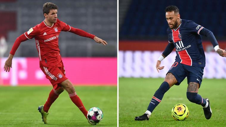 Thomas Müller (links) will mit Bayern gegen Neymar & Co. die Oberhand behalten.