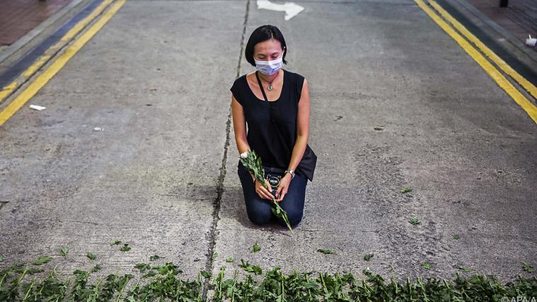 Eine Kunstperformance in Hongkong zu Gedenken an Tiananmen-Opfer.