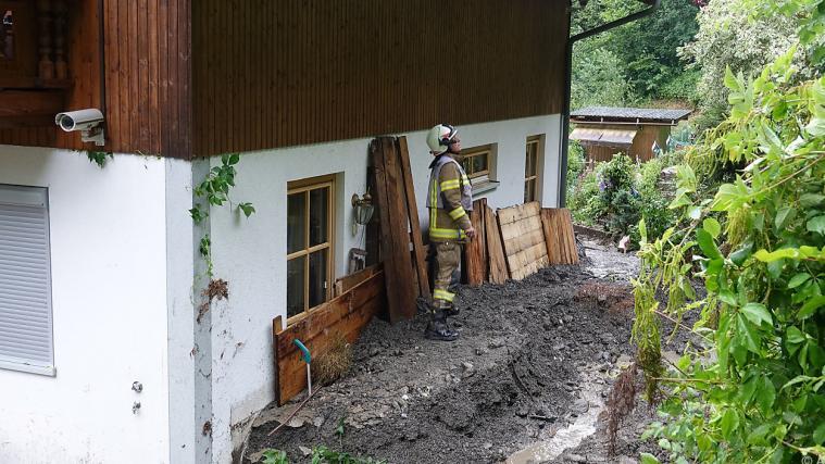 Ein Murenabgang im Tiroler Uderns.