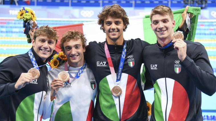 Die italienischen Schwimmer feierten ihre sechste Medaille bei diesen Spielen.