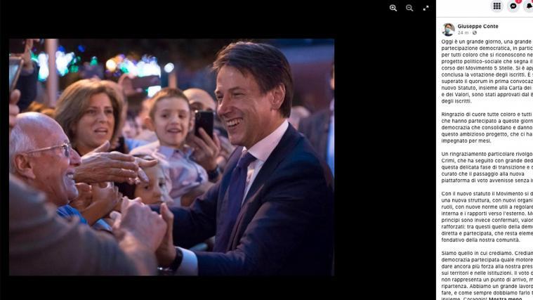 Ex-Regierungschef Giuseppe Conte sprach auf Facebook von einem „großen Fest der demokratischen Teilnahme“.