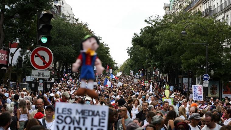 Proteste gegen die Corona-Maßnahmen in Frankreich.