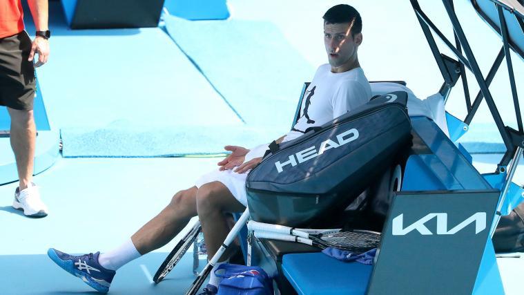 Bislang nur aus Trainingszwecken: Novak Djokovic auf den Plätzen des Melbourne Parks.